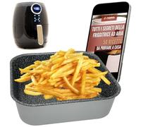 NAMAI - Square Air Fryer Pan - Baking Tray 20 x 20 cm - Dishwasher Safe - Baking Tray for Oven - Aluminium - Stone Effect - Baking Tray 20 cm (20 x 20)