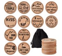 Namalu 12 Pcs Funny Golf Ball Markers Wooden Engraved Golf Markers for The Putting Green Wood Tags Christmas Novelty Gift for a Bad Putter Joke Accessories for Men on Father's Day (Classic)