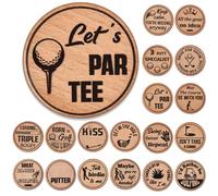 Namalu 18 Pcs Funny Golf Ball Markers Wooden Engraved Golf Markers for The Putting Green Wood Tags Christmas Novelty Gift for a Bad Putter Joke Accessories for Men on Father's Day (Stylish)