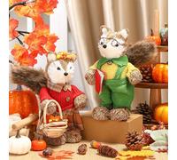 Namalu 2 Pack Fox Sisal Fall Decor Thanksgiving Decoration Indoor Sisal Figurine for Home Table Centerpieces Cute Handmade Fall Woodland Animal Statue for Autumn Harvest Office Cozy Shelf Decor