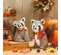 Namalu 2 Pack Raccoon Sisal Thanksgiving Tabletop Decoration Sisal Figurine Fall Thanksgiving Table Centerpiece Decor Cute Handmade Woodland Animal Statue for Harvest Home Office Indoor Shelf Decor