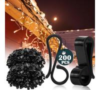 Namalu 200 Pcs Christmas Light Clips Gutter Clips for Hanging Outdoor Lights Plastic Weatherproof Gutter Hooks Hanging String Lamp Holder Mount to Shingles for Halloween Xmas Tree Decor (Black)