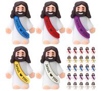 Namalu 25 Pcs Little Jesus Figures Original Design Easter Jesus Love You Mini Rubber to Hide and Seek Religious Party Favors Sunday Baptism Gifts Easter Egg Stuffers(Lively Colors)