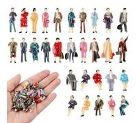 Namalu 30 Pcs Small 1: 87 Ho Scale Mini People Figurines Set Architectural Painted Tiny Small Model Figures Sitting and Standing Plastic Miniature People for Dollhouse Train Park Street