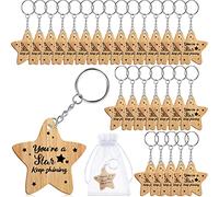 Namalu 30 Pieces School Leaver Star Keyring Gifts Class End of Term Star Token Favor Teacher to Pupil Leaving Gift You're a Star Keep Shining End of Term Gifts for Children Wooden Token