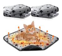 Namalu 4 Pack Self Warming Cat Bed Self Heating Cat Mat Star Pattern Soft Dog Crate Pad Thermal Pet Mat Anti Slip Kennel Washable Dog Warming Bed for Outdoor Indoor(18 x 18 Inch,Square)