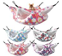 Namalu 4 Pcs Small Animal Hanging Hammock Double Layer Ferret Bunk Bed Hammock Soft Warm Guinea Pig Hideout Hanging Rat Toys Ferret Cage Accessories for Hamster Rat Parrot Guinea Pig Sleep(Star, Moon)