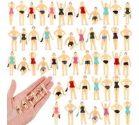Namalu 50 Pcs 1: 75 0.98" Ho Scale Miniature People Figures Beach Swimsuits Figurines Standing Painted Mini People Set Miniature Dollhouse Accessories Cake Decor for Swimming Pool Beach Party Favor