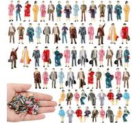 Namalu 50 Pcs 1: 87 Ho Scale Mini People Figurines Set Architectural Painted Tiny People Model Small People Figures Sitting and Standing Plastic Miniature People for Dollhouse Train Park Street