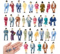 Namalu 50 Pcs 1: 87 Sitting Pose Scale Mini People Figurines Set Tiny Sitting People Colorful Model Miniature Trains Architectural Painted Figures Model Tiny Plastic Figurines for Miniature Scenes