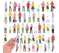 Namalu 50 Pcs Mini People Figurines 1: 150 Scale Museum Architectural Painted Tiny Model Sitting and Standing Plastic People Assorted Poses Model Trains for Miniature Scenes
