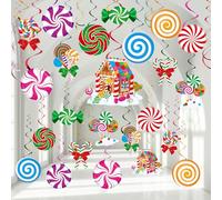 Namalu 54 Pcs Candy Hanging Swirls Decorations Candy Themed Party Decorations Candy Cane Hanging Ceiling Swirl Colorful Lollipop Swirl Ornaments for Baby Shower Birthday Party Supplies Home Decor