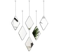Namalu 6 Pack Mirror Wall Decor Set with 2 Screwdriver Diamond Hanging Chain Silver Frame Decorative for Home Living Room Entryways Bathroom Farmhouse Decor, 10.8x6.7Inch
