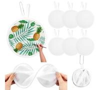 Namalu 6 Pcs Round Folding Handheld Fan Portable Japanese Style Summer Foldable Fan for Wedding gift outdoor Games decor Festival Party Favors(White Colors,DIY)