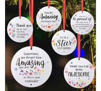 Namalu 6 Pcs Thank You Gifts Acrylic Pendant, Appreciation Inspirational Gifts for Coworker Teacher Employee, Thank You Hanging Ornaments for Colleagues Nurses(Round,Classic Pattern)
