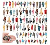 Namalu 80 pcs Small 1: 87 Ho Scale Mini People Figurines Set Architectural Painted Tiny Small Model Figures Sitting and Standing Plastic Miniature People for Dollhouse Train Park Street