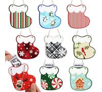 Namalu 9 Pcs Wooden Christmas Money Holder Ornaments DIY Christmas Money Gift Hanging Holder for Cash Gift Socks Design Tree for Holiday Party Tree Ornaments Home Decor