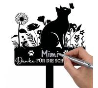Namalu Cat Tombstone 30 x 20 cm Memorial Stone Cat Grave Plate with Engraving Danke für die Schöne Zeit Grave Decoration Animal Weatherproof Outdoor Memorial Plaque Decoration for Animals Mourning