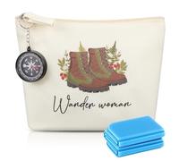 Namalu Set of 4 Hiking Gifts Includes 1 Waterproof Weatherproof Seat Cushion Outdoor Foldable 1 Compass 1 Wonder Bag Hiking Woman Canvas Bag 1 Rain Poncho Hiking Accessories for Women (Blue)