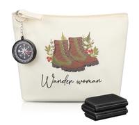 Namalu Set of 4 Hiking Gifts Includes 1 Waterproof Weatherproof Seat Cushion Outdoor Foldable 1 Compass 1 Wonder Bag Hiking Woman Canvas Bag 1 Rain Poncho Hiking Accessories for Women (Black)