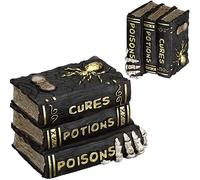 Namalu Witch and Wizard Spellbook Tabletop Decoration, Halloween Resin Witch and Wizard Spellbook Table Decorations, Halloween Resin Book Stack Decor for Home Table Mantel Fireplace (Spooky Style)