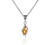 namana 925 Sterling Silver Necklace With Natural Citrine Gemstone for Women, Elegant Sterling Silver Pendant Necklace With Marquise-Shaped Semi-Precious Yellow Citrine Stone for Women and Teen Girls.