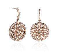 Namana Mandala Arabesque Drop Earrings. Earrings for Women set with Cubic Zirconia Gemstones on Intricate Filigree Details. Rose Gold Dangly Earrings for Women with Gift Box