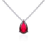 namana Pear Shaped Ruby Red Pendant Necklace for Women and Teen Girls, Silver Necklaces for Women with a Pear Shaped Red Stone, Dainty Ruby Red Necklace in 925 Sterling Silver, Jewellery for Women