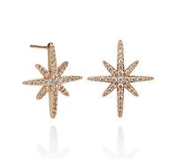 Namana Rose Gold North Star Earrings for Women with Cubic Zirconia, Stone Studded Rose Gold Earrings for Women, Star Jewellery for Women, Lucky Star Earrings, Rose Gold Jewellery Gifts for Women