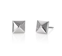 Namana Small Square Earrings in 925 Sterling Silver, Tiny Earrings for Women and Girls, Simple 925 Sterling Silver Stud Earrings for Women in a Pyramid Shape, Silver Jewellery for Women