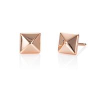 Namana Small Square Earrings in Rose Gold Plated 925 Sterling Silver, Tiny Earrings for Women and Girls, Simple Rose Gold Stud Earrings for Women in a Pyramid Shape, Rose Gold Jewellery for Women