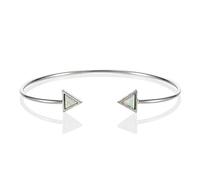 namana Triangle Opal Bangle for Women and Teen Girls, Stylish Geometric Open Bangle with Created Opals, Dainty Silver Bangle Bracelet for Women with White Opals, Jewellery for Women with Gift Box