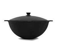 Namangan Kazan Cast Iron Swivel Pot 12 L (Round Base) Kazan Uzbek Cast Iron Kettle Uzbek Camping Uzbek Asia WOK Pot with Aluminium Lid