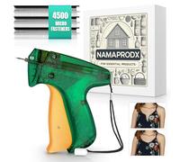 NAMAPRODX Mini Sticky Gun for Clothes Temp Fixes, Tagging Gun for Clothing, Buttoneer, Mending Pro, Hemming Tool, Clothing Stapler Gun, DIY, Versatiles - 4500 Micro Fasteners & 1 Needle - Green Gold