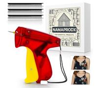 NAMAPRODX Mini Sticky Gun for Clothes Temp Fixes, Tagging Gun for Clothing, Buttoneer, Mending Pro,Hemming Tool, Clothing Stapler Gun, DIY, Versatiles - 2160 Micro Fasteners & 1 Needle - Red Yellow