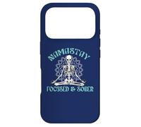NAMASTAY FOCUSED & SOBER Sobriety Yoga Skeleton Namaste Meme Case for iPhone 17 Pro
