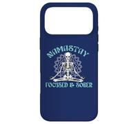 NAMASTAY FOCUSED & SOBER Sobriety Yoga Skeleton Namaste Meme Case for iPhone 17 Pro Max