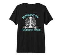Namastay Focused & Sober Sobriety Yoga Skeleton Namaste Meme Premium T-Shirt
