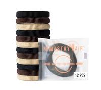 Namastay Hair Soft Elastic Hair Ties | No Damage Hair Ties for Thick Hair | Seamless, Non-Slip, Comfortable & Durable Elastic Hair Bands for Women's Hair | Unbreakable 12 Pc Black, Blonde & Brunette