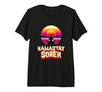 Namastay Sober Funny Sobriety Anniversary Recovery Support Premium T-Shirt