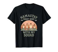 Namastay with My Squad Yoga Sunset Lotus Squad Goals Print T-Shirt