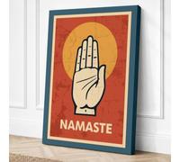 Namaste Hand Geometric Canvas Wall Art Print 36x24 Inch (91 x 61 cm)