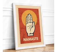 Namaste Hand Geometric Framed Wall Art Print A1 (84.1×59.4cm) White, Wall Decor for Living Room, Bedroom, Office & Home, Ready to Hang, Art Gift
