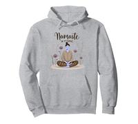 Namaste in Pyjamas: Zen Yoga Meditation Floral Pullover Hoodie, Adult Unisex, Heather Grey, XXL