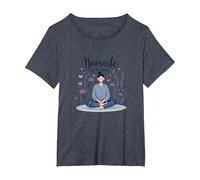Namaste in Pyjamas: Zen Yoga Meditation Floral T-Shirt, Women's Plus, Heather Blue, 2X