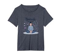 Namaste in Pyjamas: Zen Yoga Meditation Floral T-Shirt, Women's Plus, Heather Blue, 3X