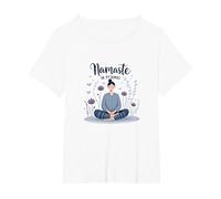 Namaste in Pyjamas: Zen Yoga Meditation Floral T-Shirt, Women's Plus, White, 2X