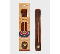 Namaste Karma Scents Brass Inlay Mango Wood Incense Ash Catcher Holder - Butterfly