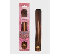 Namaste Karma Scents Brass Inlay Mango Wood Incense Ash Catcher Holder - Star