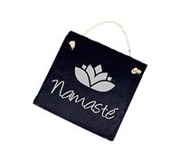 Namasté Lotus Slate Sign Engraved - Yoga Reiki Pilates Door Sign Slate 11 x 11 cm | Dekolando